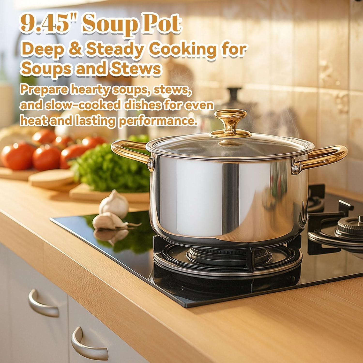 Titanium Cookware Set 11” and 9.45” Pots and Pans with Lids Safe for Oven Pcs