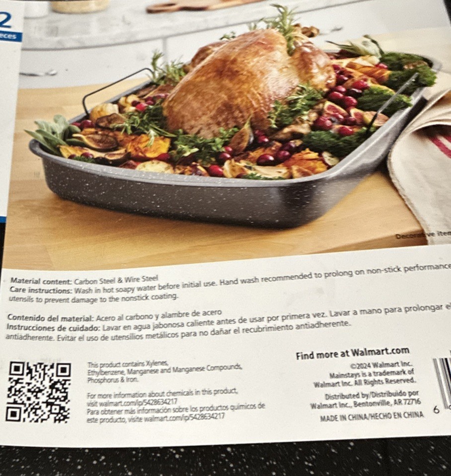 Mainstays Rectangle 18.9″ Non-Stick Dark Grey With Speckle Roaster With Rack