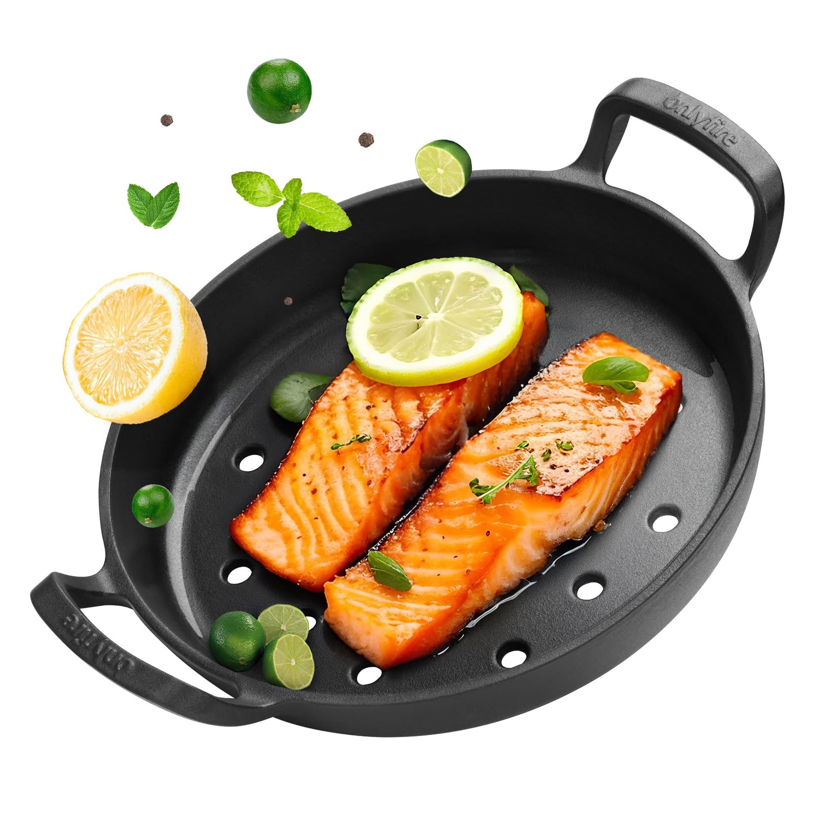 Pre-Seasoned Cast Iron Skillet, Frying Pan with Nonstick Perforated Grill Sur…