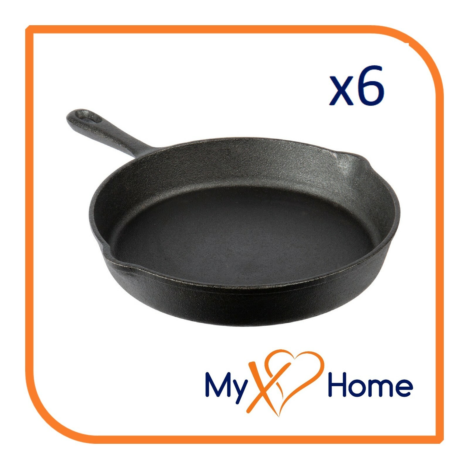 10″ Round Cast Iron Frying Pan / Skillet with Handle (6 Skillets) by MyXOHome