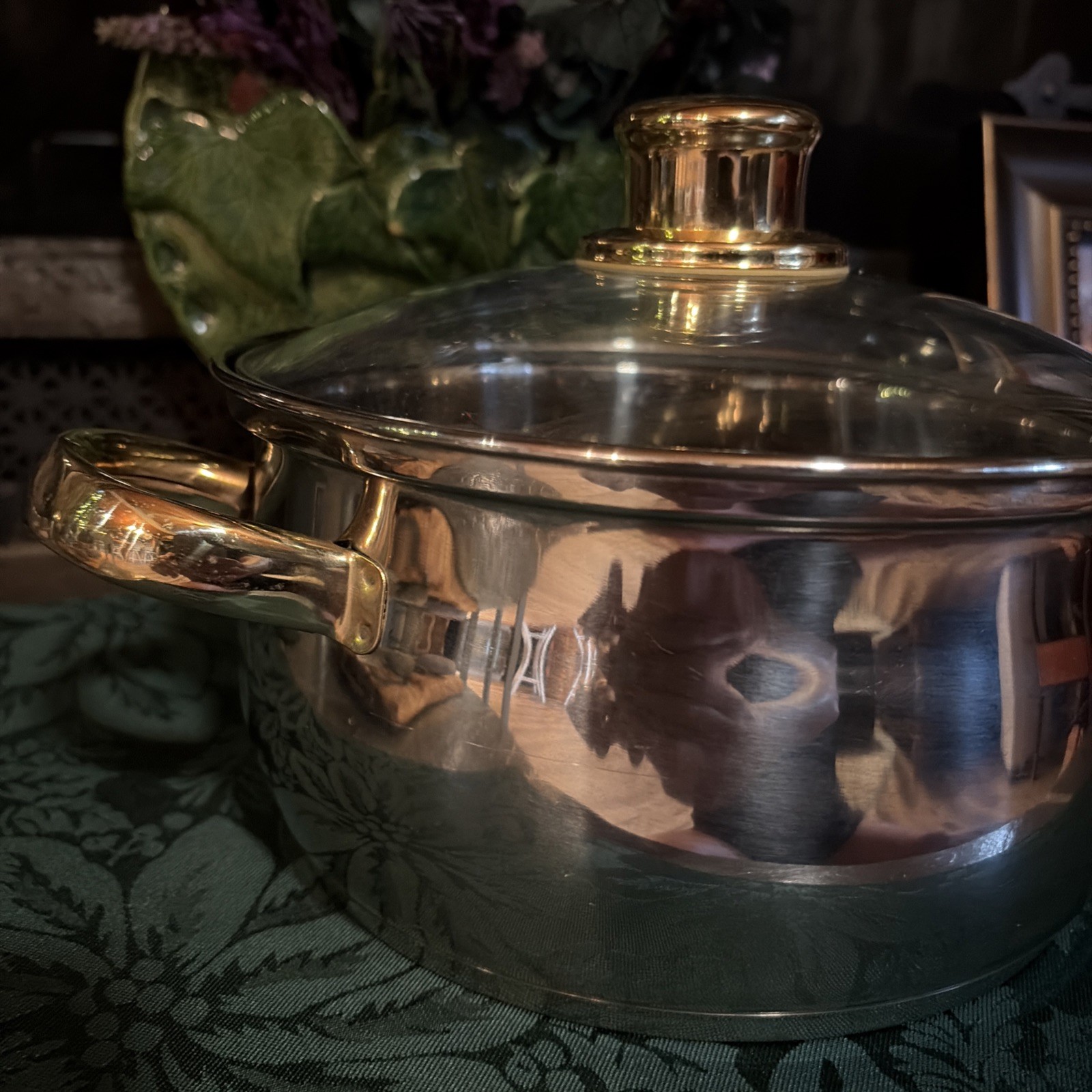 Cuisine Cookware Premium Gold 3.5qt Pot Glass Lid 18/10 Stainless ~ Excellent!