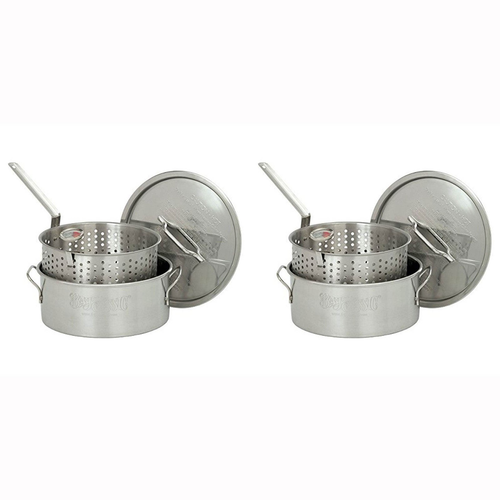 Bayou Classic Durable 10 Qt. Stainless Steel Fry Pot/Perforated Basket (2 Pack)