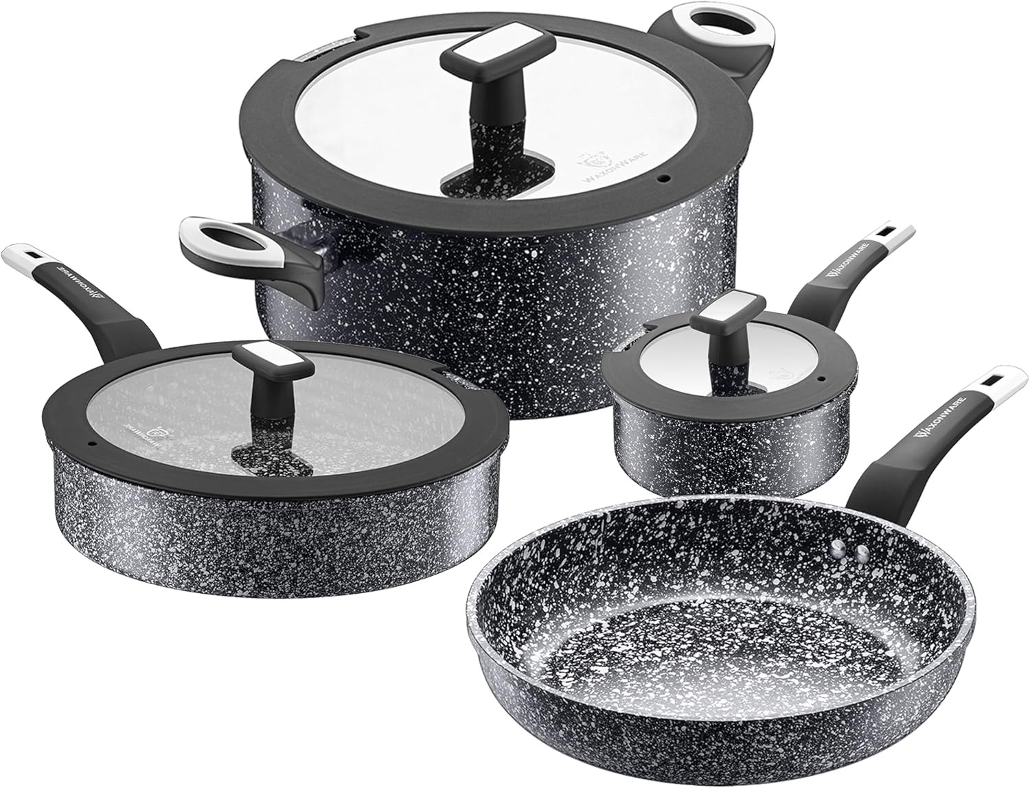 7Pc Granite Nonstick Cookware Set – Dishwasher Safe & PFOA Free