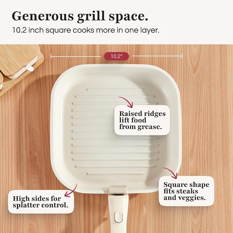 Grill Pan [FOR INDOOR COOKING] – Non-Stick Square Frying Pan for Stove Tops