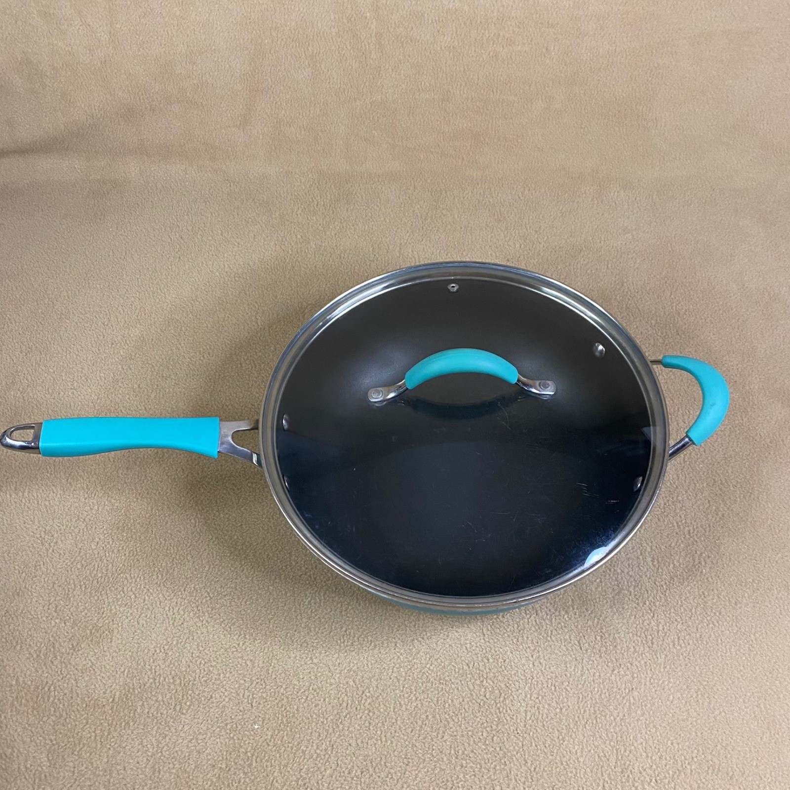 The Pioneer Woman Frontier Speckled Turquoise Pan w/ Lid Cookware Non-Stick EUC