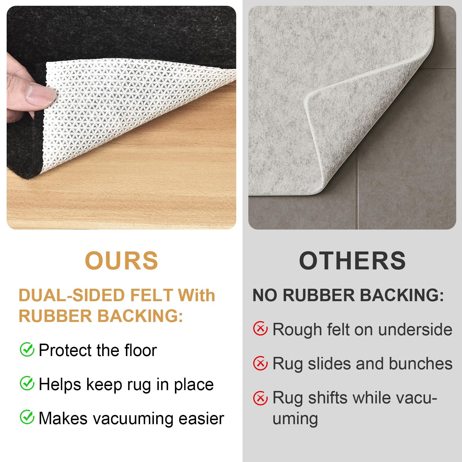 Deep Dream Dual Surface 5X8 Rug Pad Waterproof 1/8 Thick Rubber Backing Non