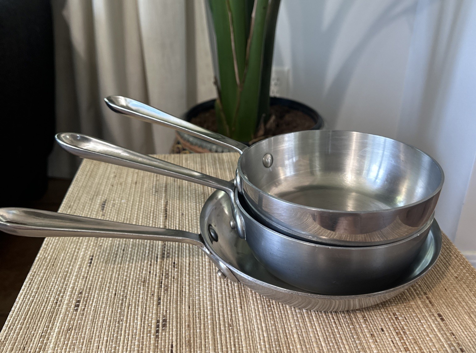 All-Clad Set Of 3 Stainless Steel 8” Stainless Steel Pan 2 Sauce Pans No Lids