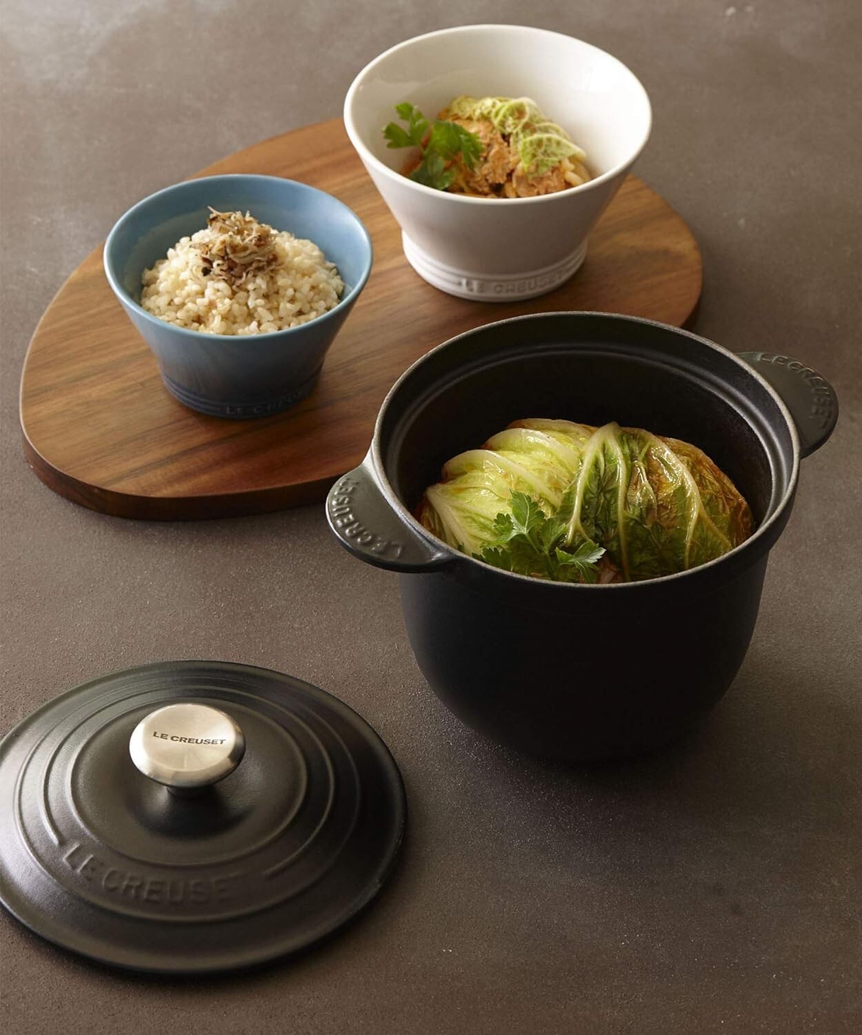 Le Creuset Cocotte Every Rice Pot 18cm 2.0L Sea Sult Cast Iron from Japan NEW