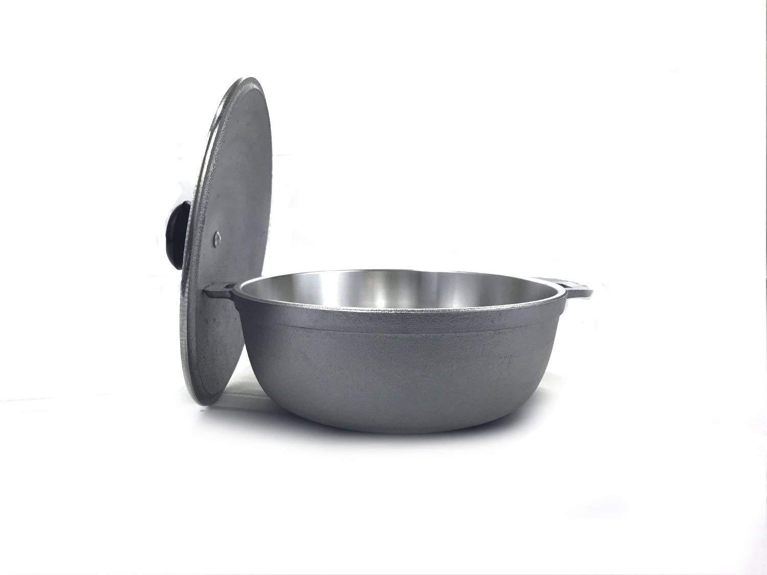 Aluminum Caldera Dutch Oven Cast Aluminum Cookware 3.4 Quart, Silver