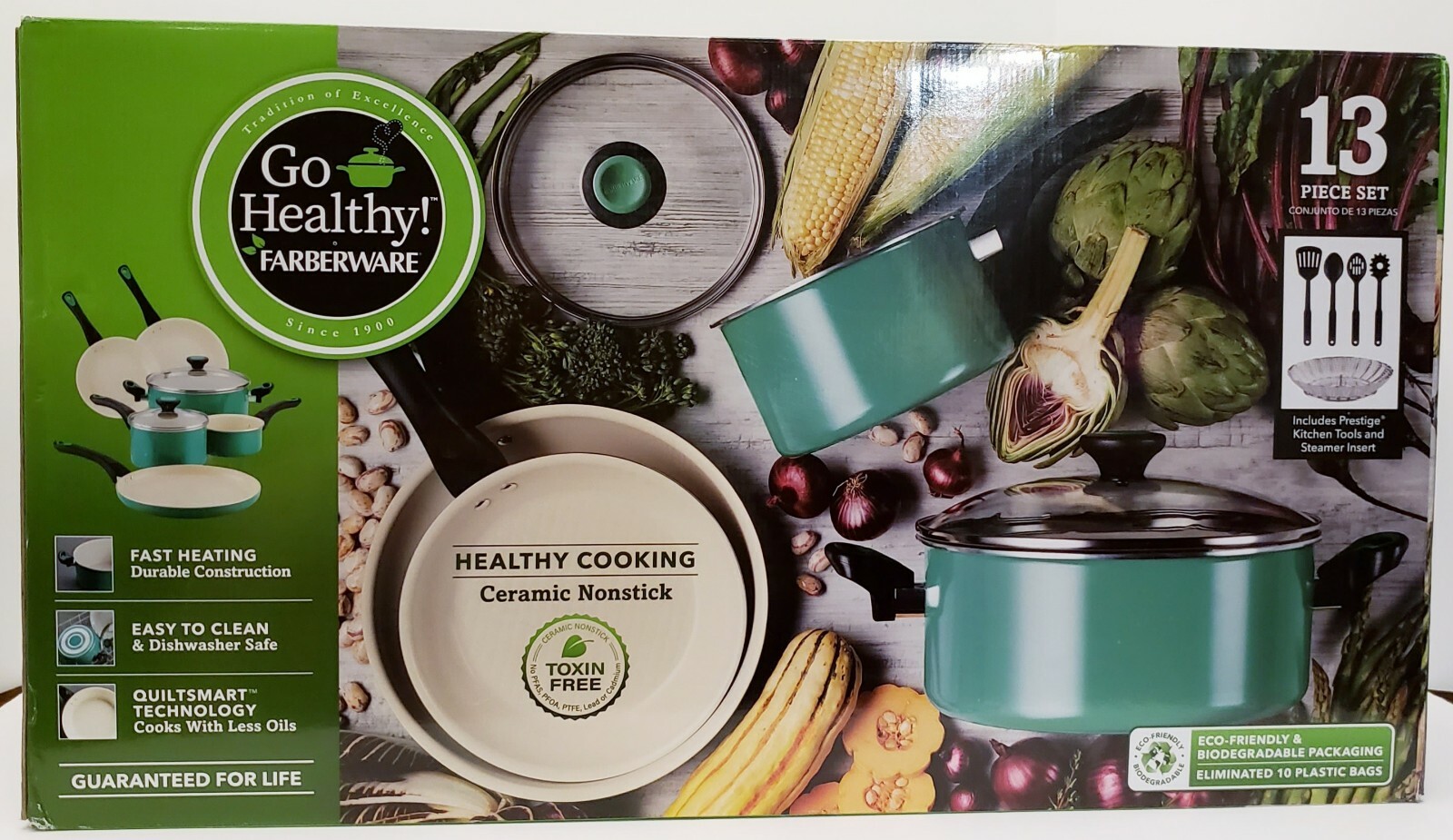 Go Healthy! By Farberware 13 Piece Nonstick Pots And Pans Cookware Set W/ Tools