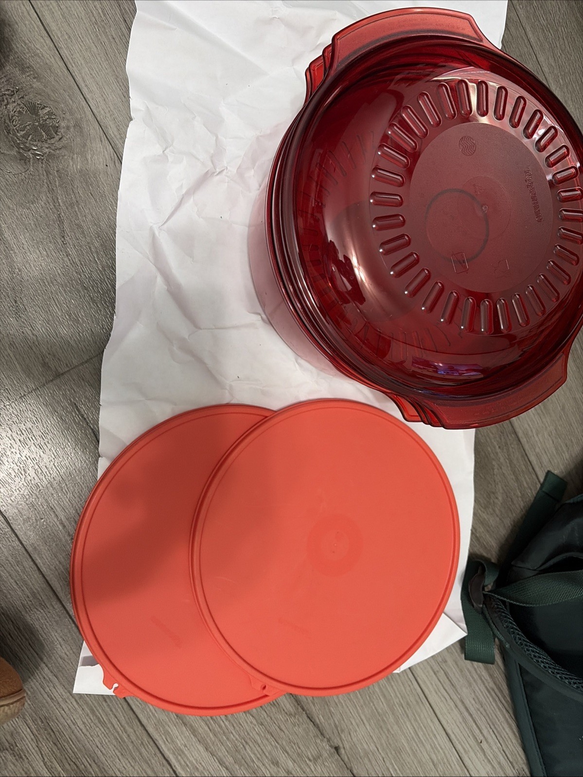 Vintage Tupperware Tupperwave Stack Microwave Cooker Cranberry Red 7 Piece Set