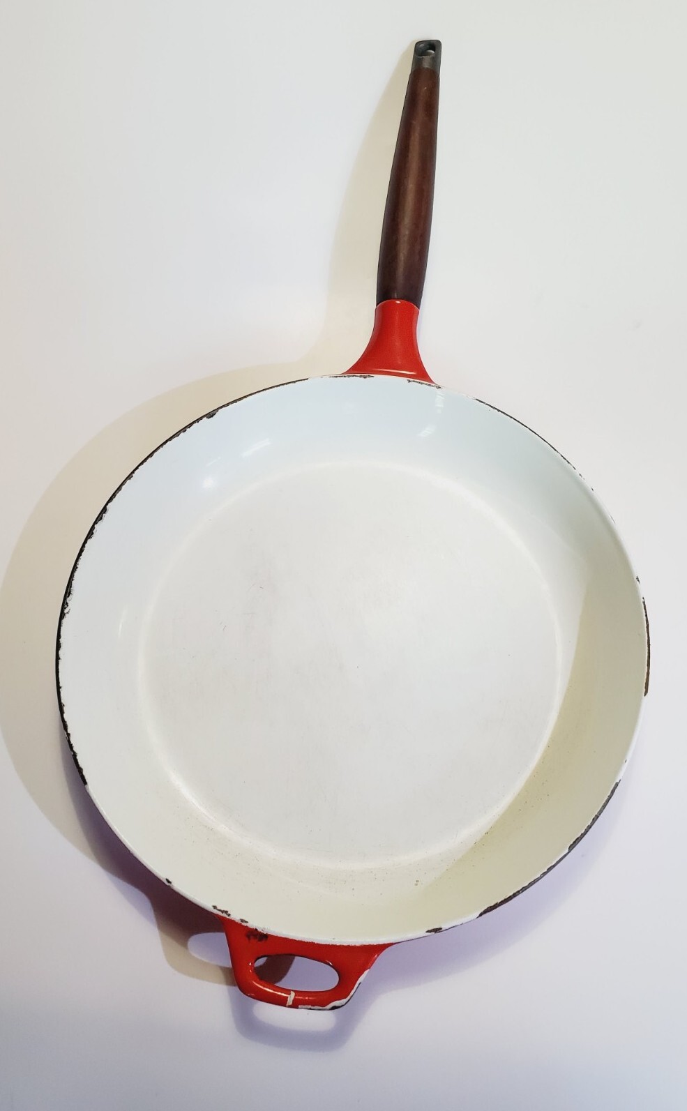 RED White COPCO 7303 Michael Lax Enamel 12″ Cast Iron Skillet Frying Pan Denmark