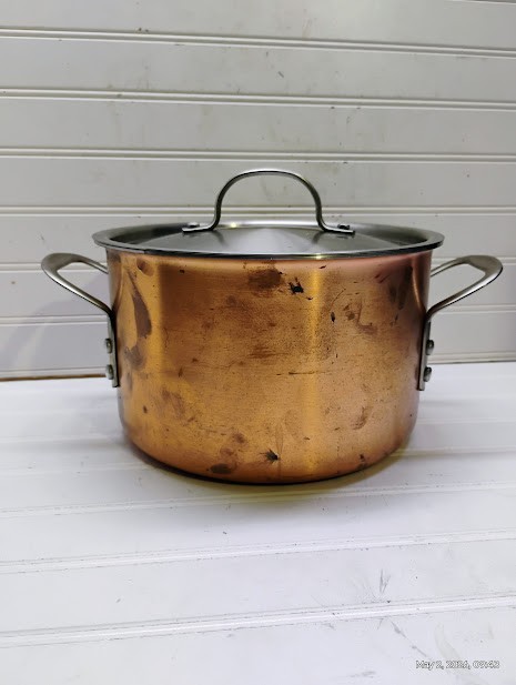 Calphalon 6 Qt Stockpot Tri-Ply Copper Stainless Dutch Oven Frying Saute Pan Lid