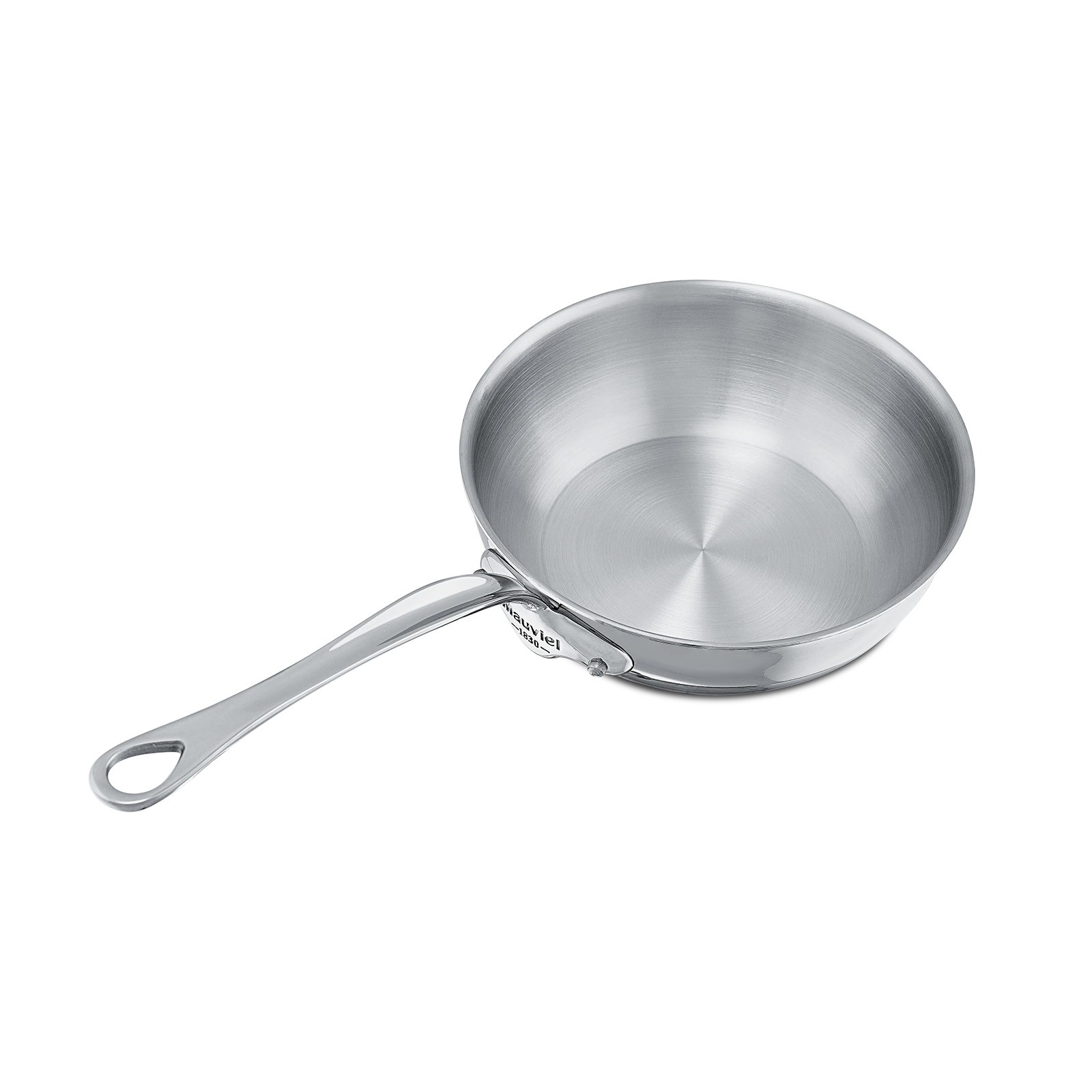 Mauviel M’Cook 2.1 qt. Stainless Steel Curved Splayed Saute Pan with Lid