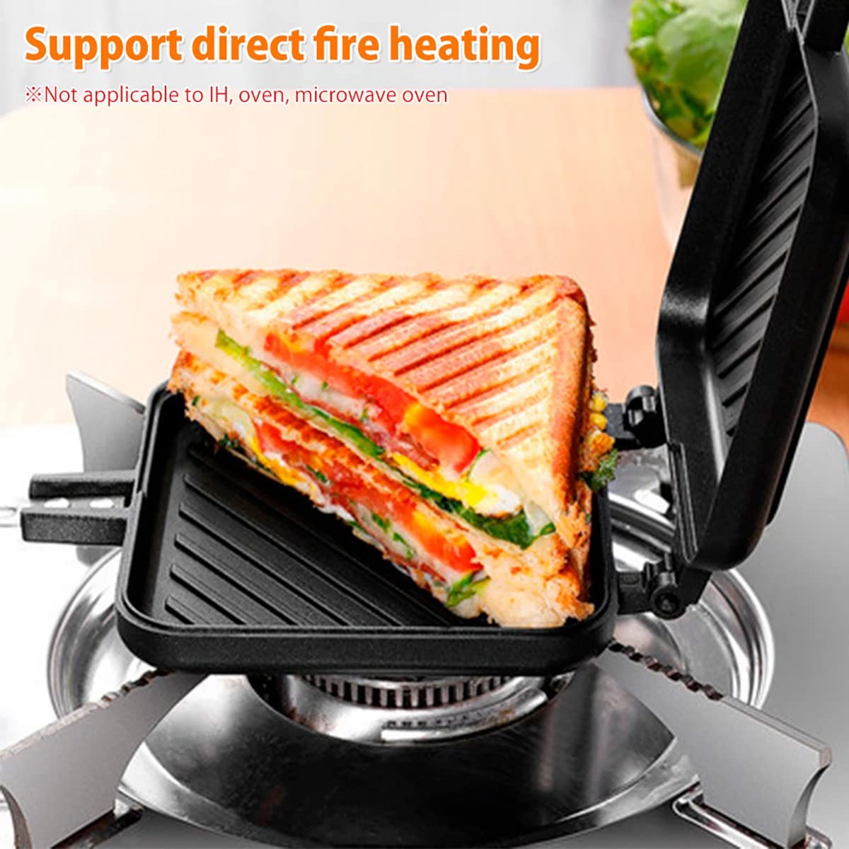 Grilled Sandwich Maker,Camping Toastie Maker, Stove top Panini Press Pan with…