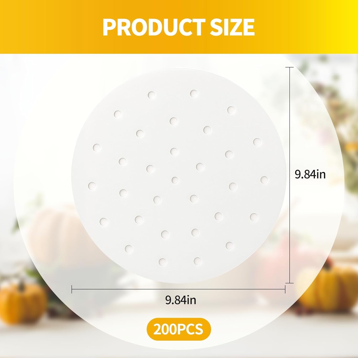 200 PCS Non-Stick Bamboo Steamer Paper, 10″ Round Liners with Holes for Steamer