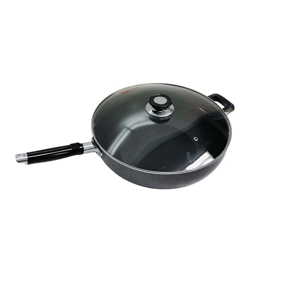 13.5″ (34CM) Non-Stick Coating Wok Pan With Lid Cooking Pot Cookware Frying Wok