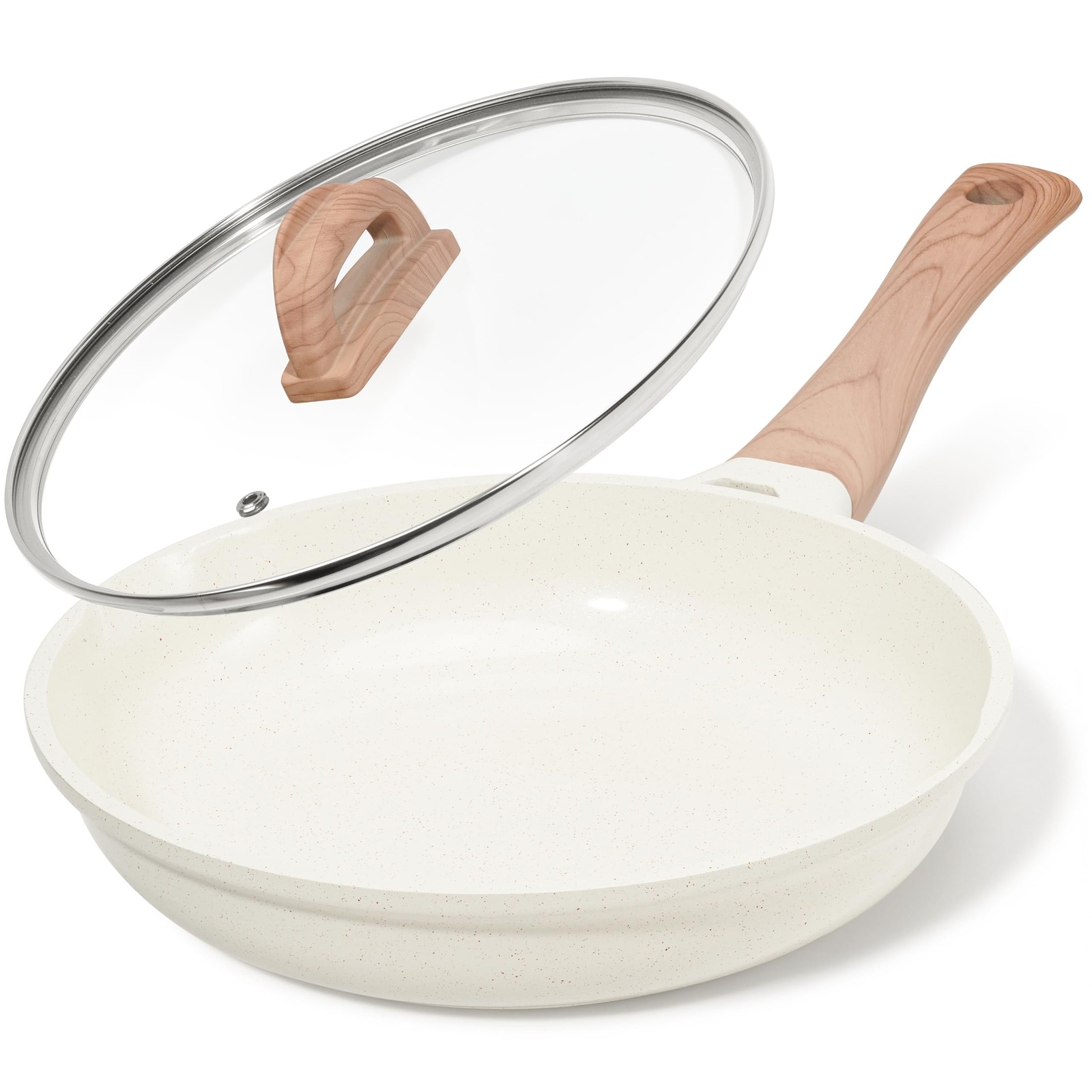 UESLUCK 12 Inch Creamic Non Stick Frying Pan With Lid Large Creamic Skillet W…