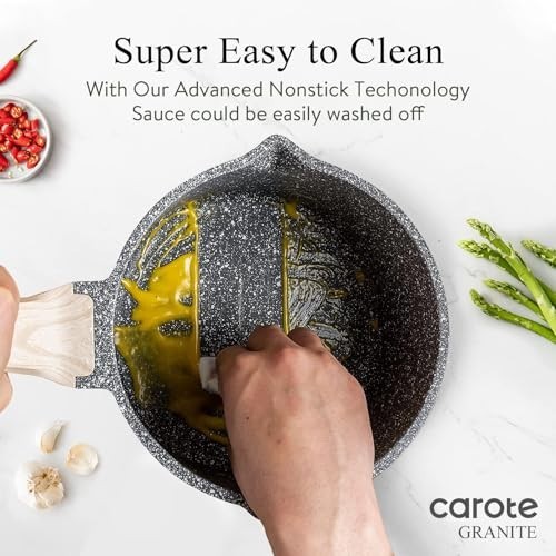 Nonstick Saucepan Set 1.5Qt & 3.0Qt with Lid, Induction Compatible Cookware, Eas