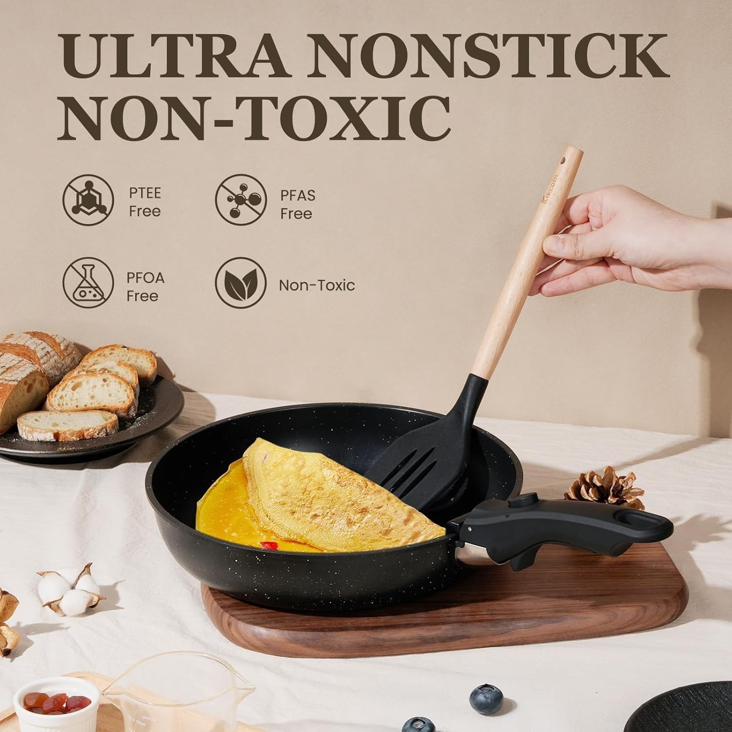 Nonstick Cookware Set with Detachable Handles 24 Pieces Kitchen Pots Pans