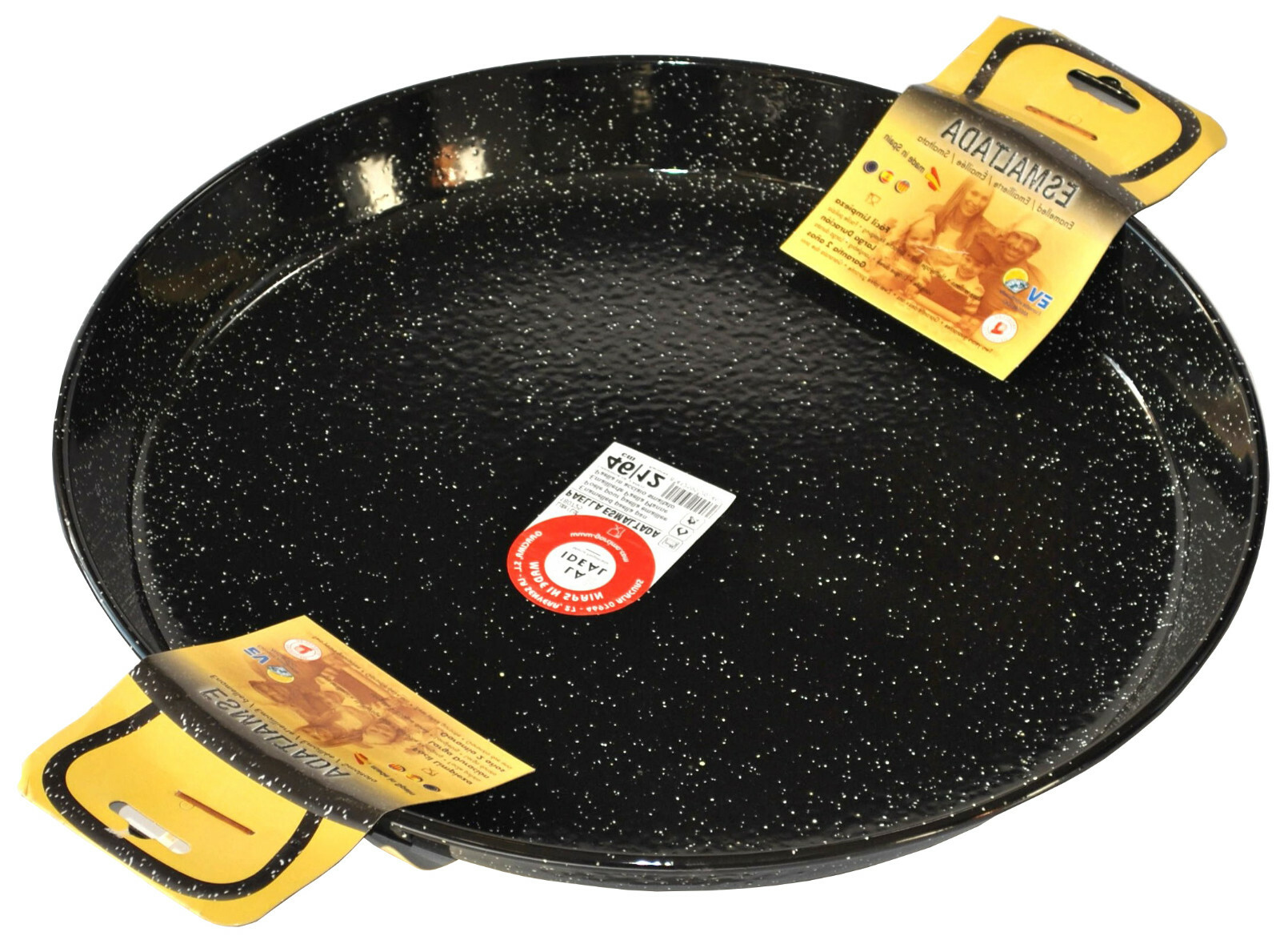 30cm – 80cm Enamelled Paella Pan + Aluminium Lid +Spoon (according to variation)