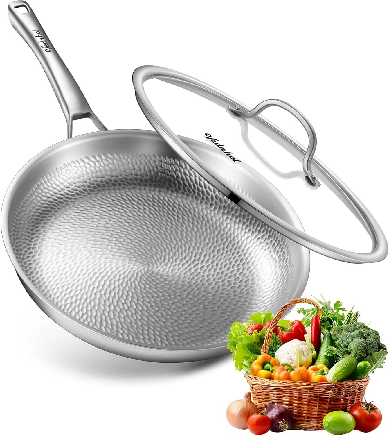Titanium Pans for Cooking | 12″ Pure Titanium Hammered Pro frying au gratin pan