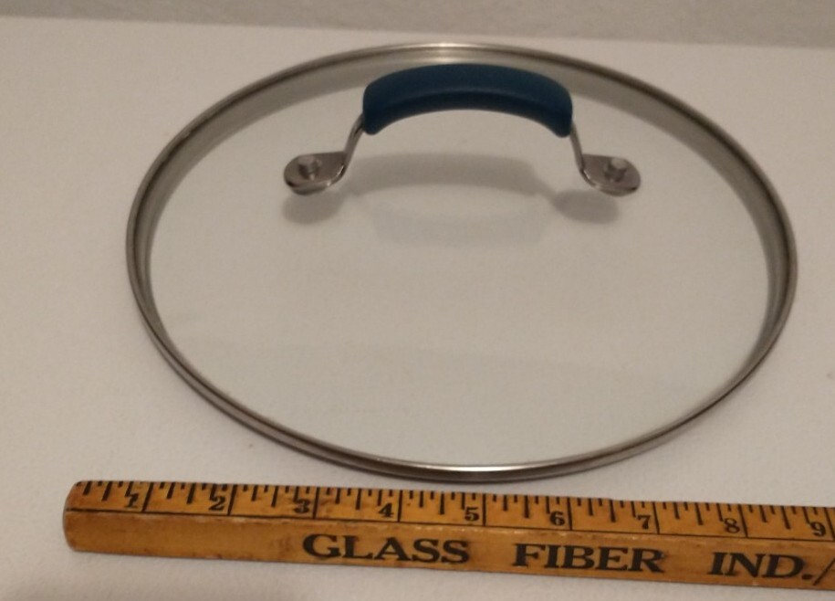 Unbranded Round Glass Replacement Lid 9 3/8″ ID 9 7/8″ OD Teal Handle