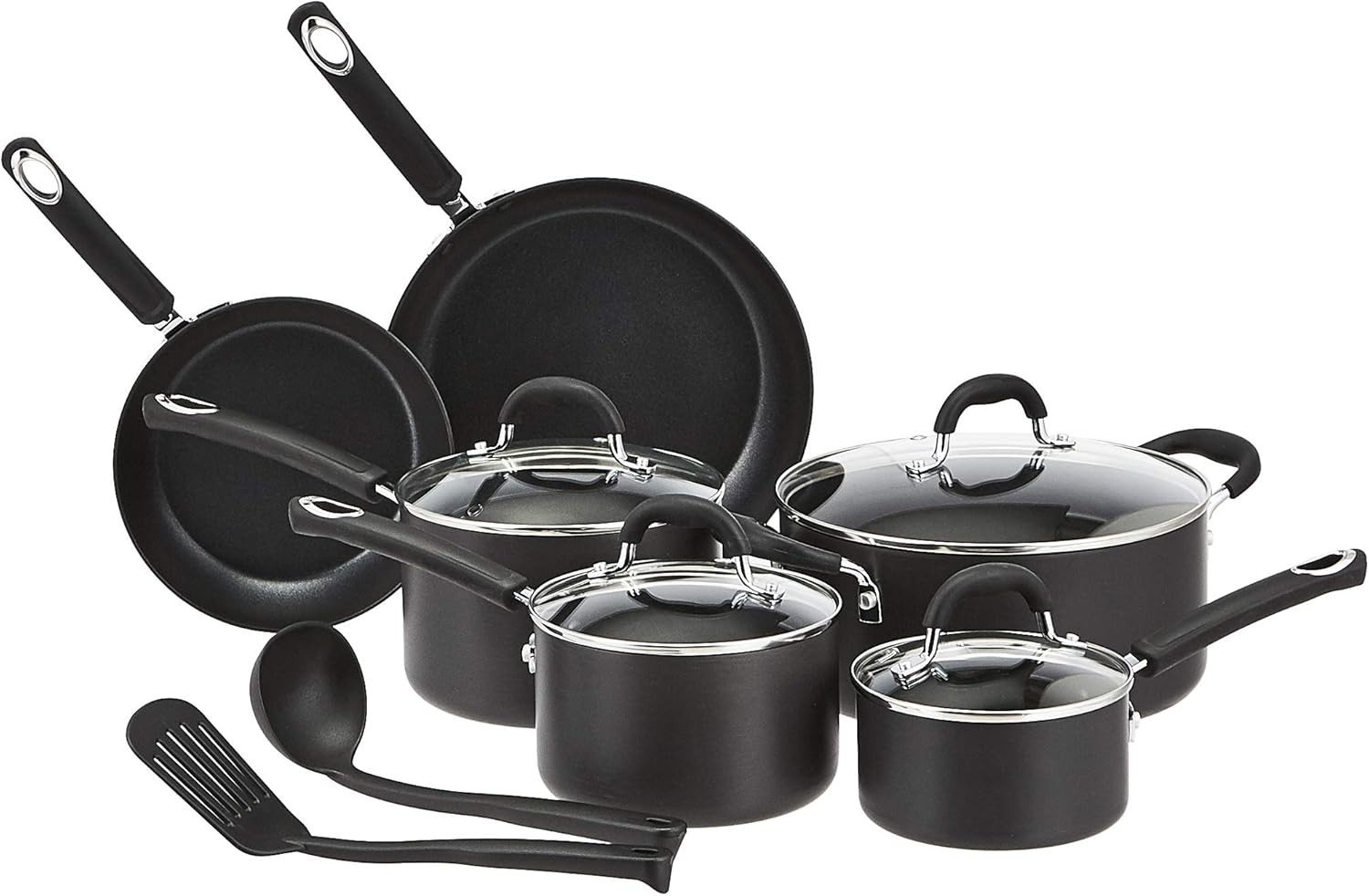Non-Stick Cookware Set, Pots and Pans with Lids, Hard Anodized Aluminum,