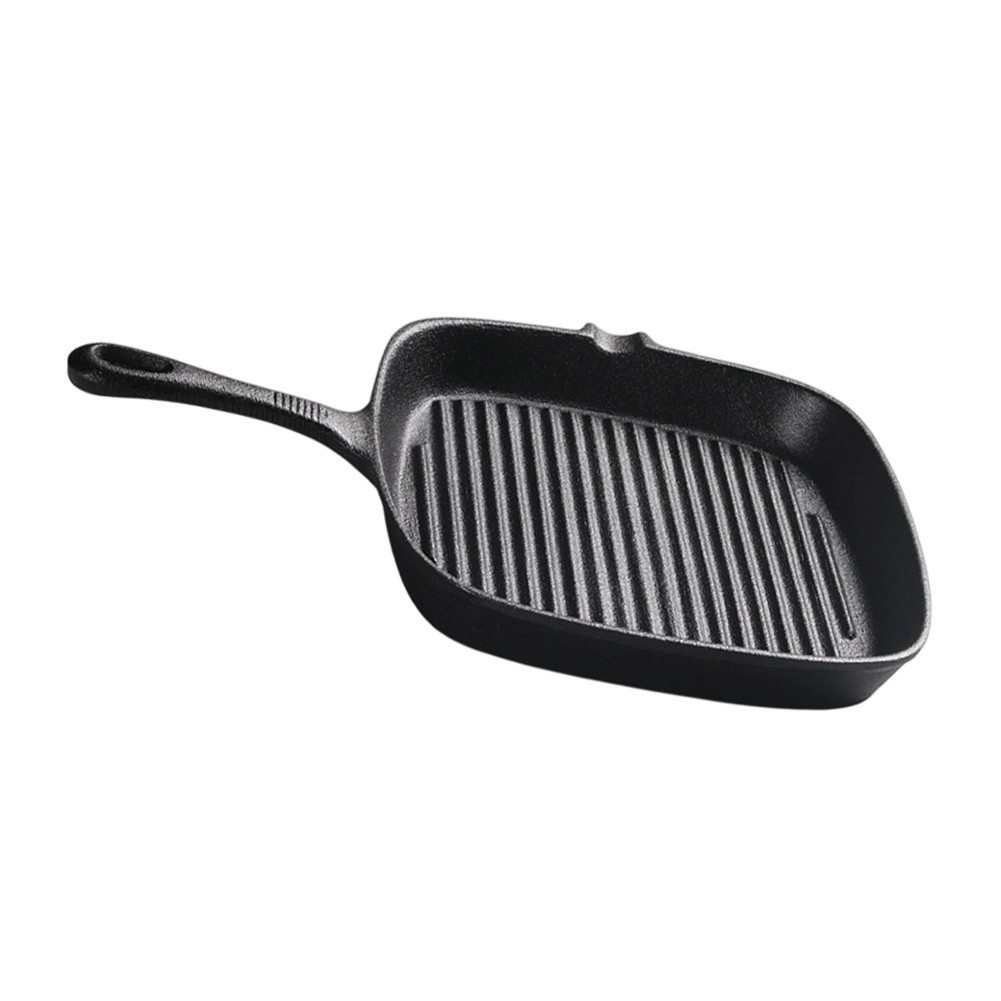 Cast Iron Square Grill Pan No Synthetic Coating 36x14x6cm for Long Term Use