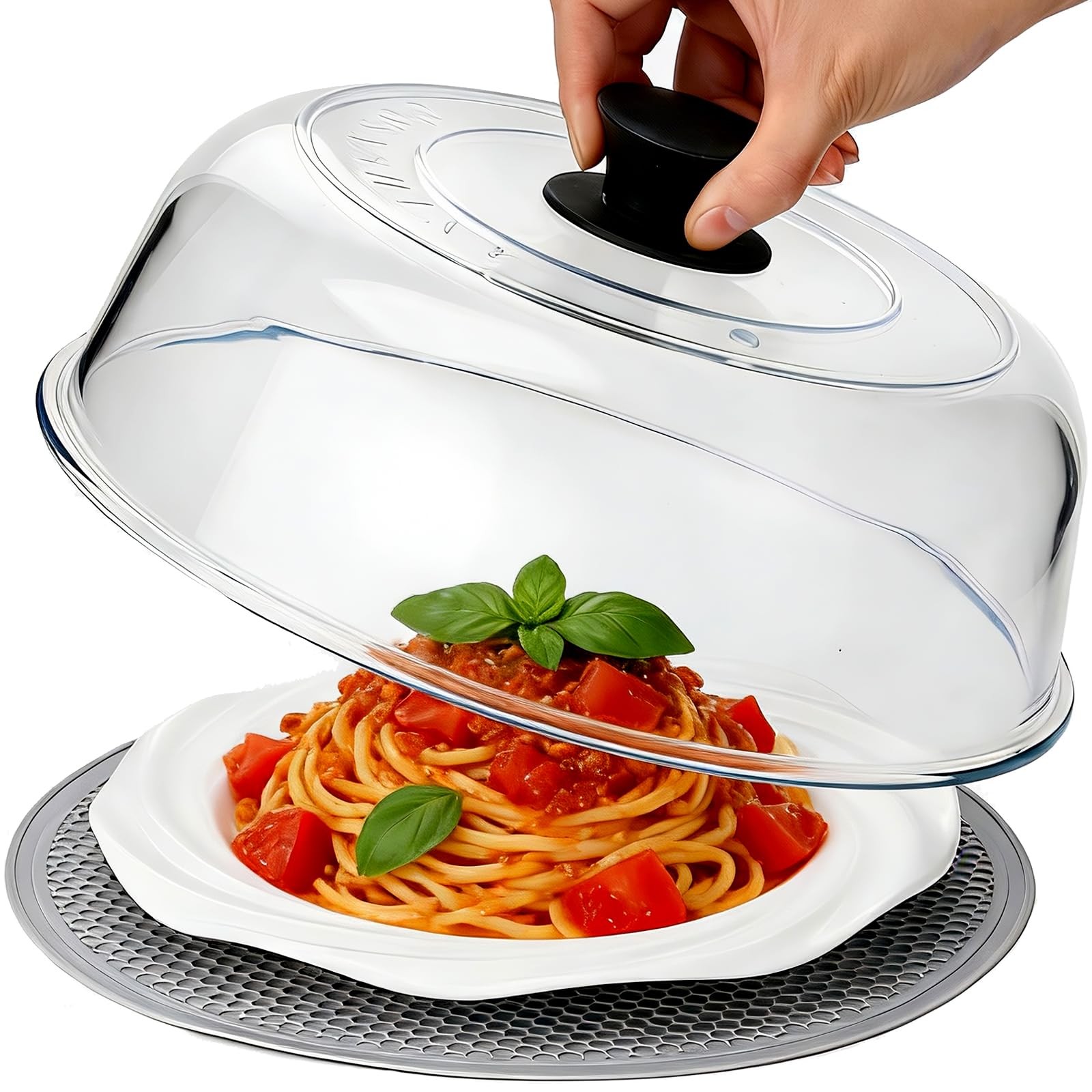 High Borosilicate Glass Microwave Splatter Cover for Food with Silicone Mat, …