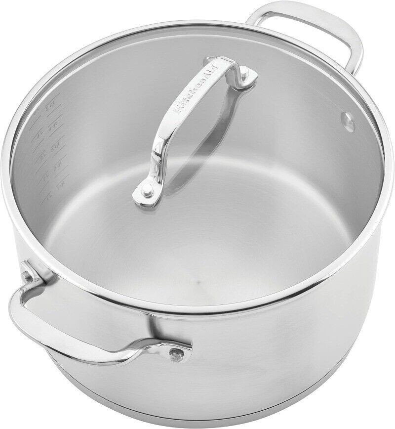 3-Ply Cookware Pots Pans Set W/ Lids Stainless Steel Kitchen Durable 10 Pieces