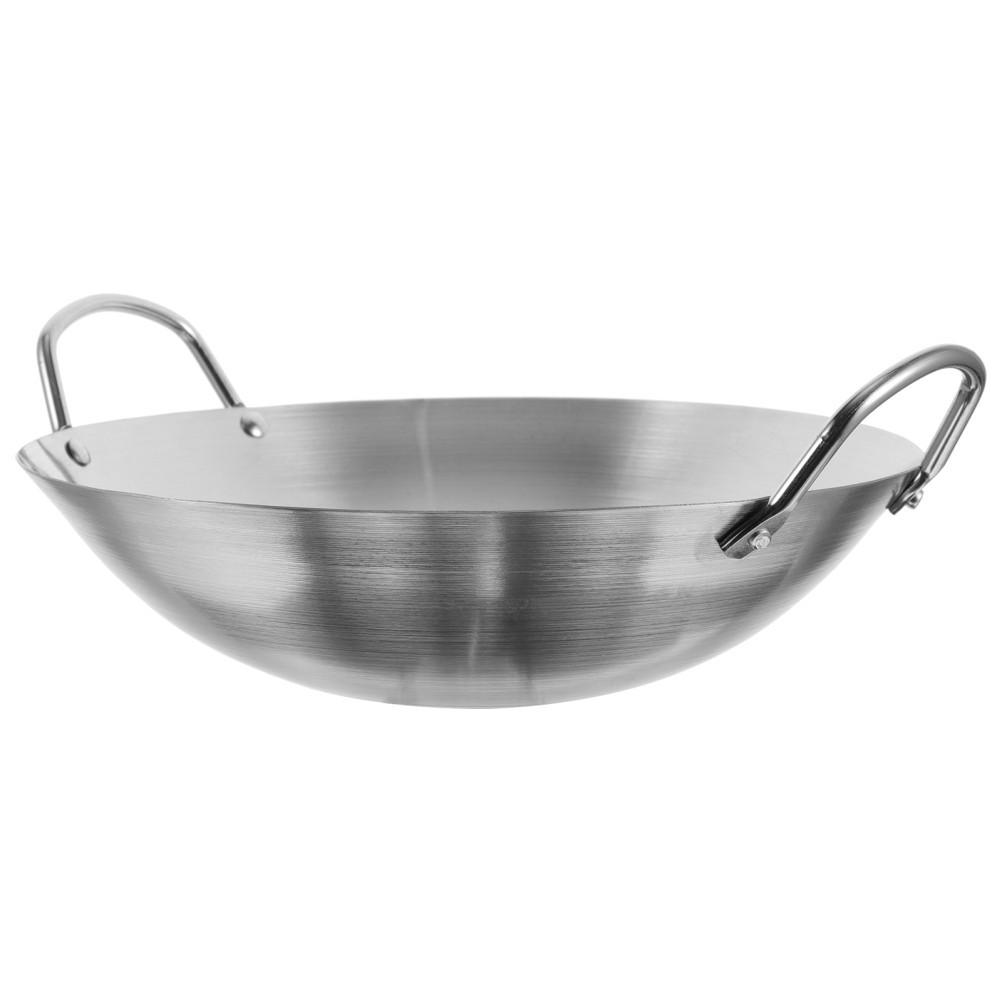 Cooking Pot Stainless Steel Binaural Wok Kitchen Practical Frying Pan 30 cm