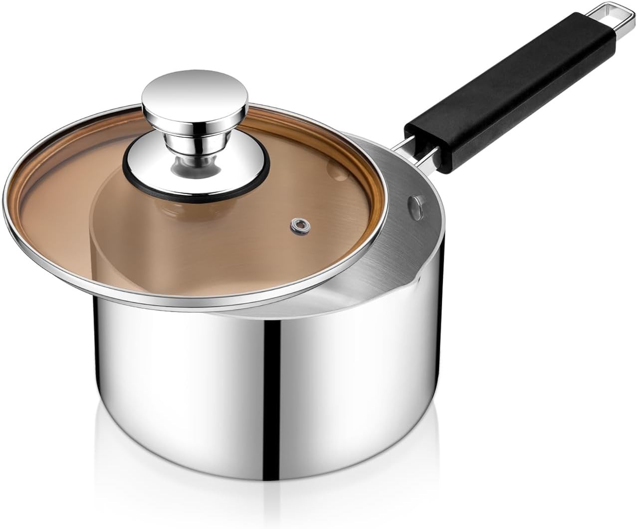 Saucepan with Lid, 2 Qt Sauce Cooking Pot Milk Pan Stainless Steel, Professional