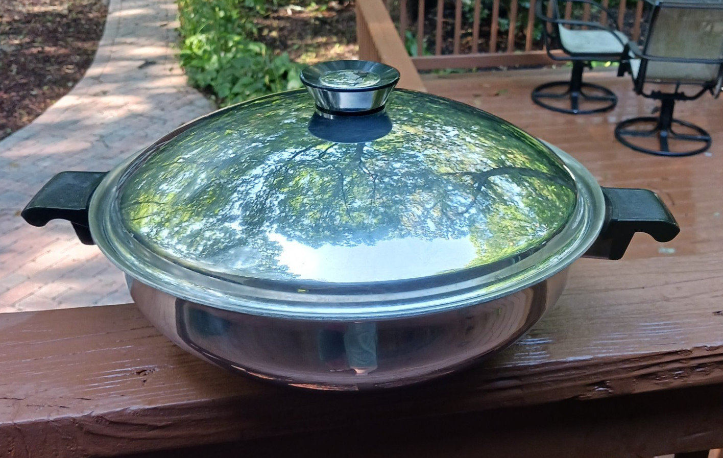 New Era 13″ 5 Ply Al-Cor Stainless Wok with Lid Made in USA