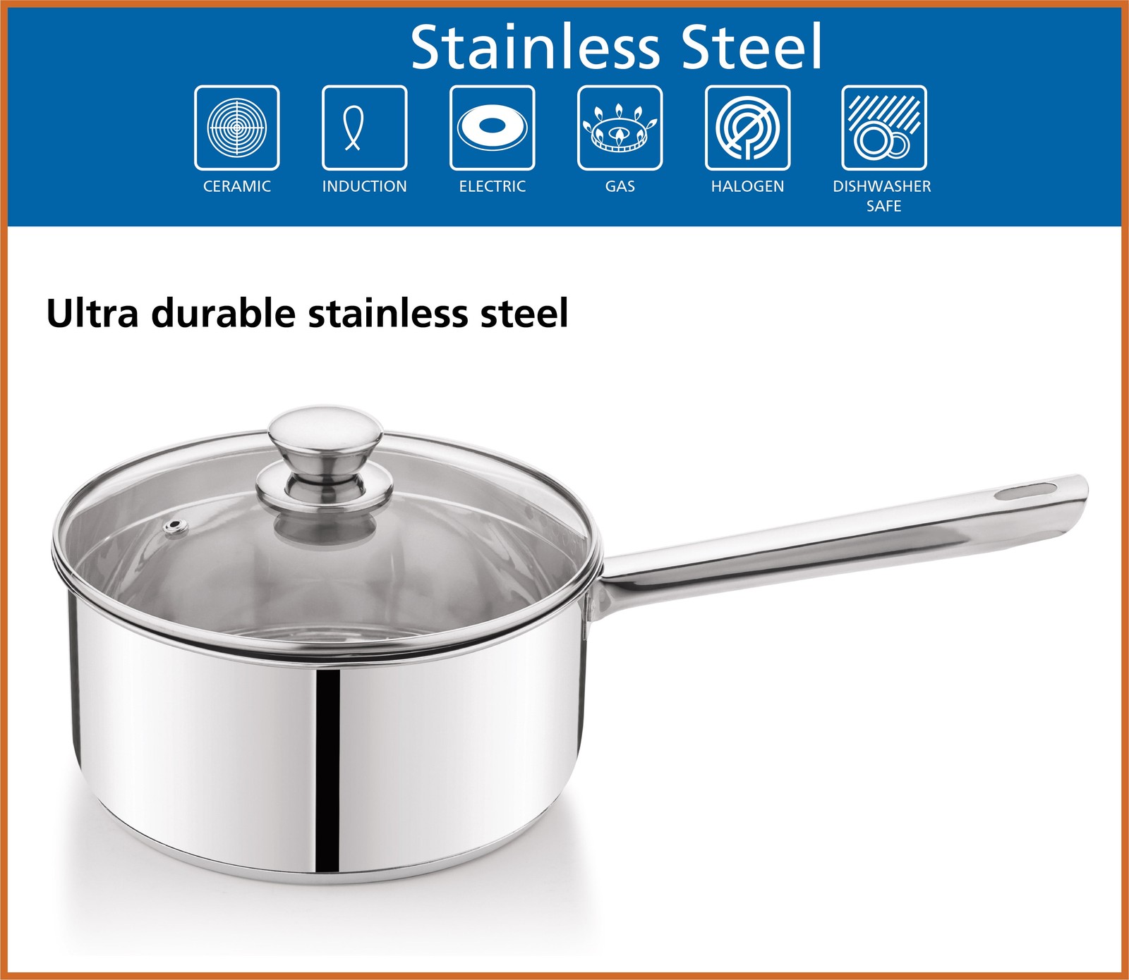 Tri Ply 3 Qt Stainless Steel Saucepan W/ Lid Induction Ready & Stay Cool Handle