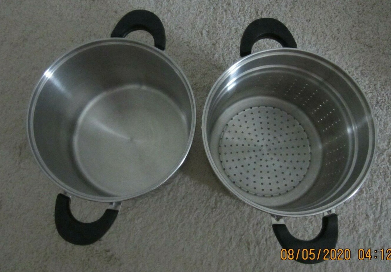 HEALTHSMART T-304 Surgical Stainless Greaseless Waterless 8qt w/Steamer Insert