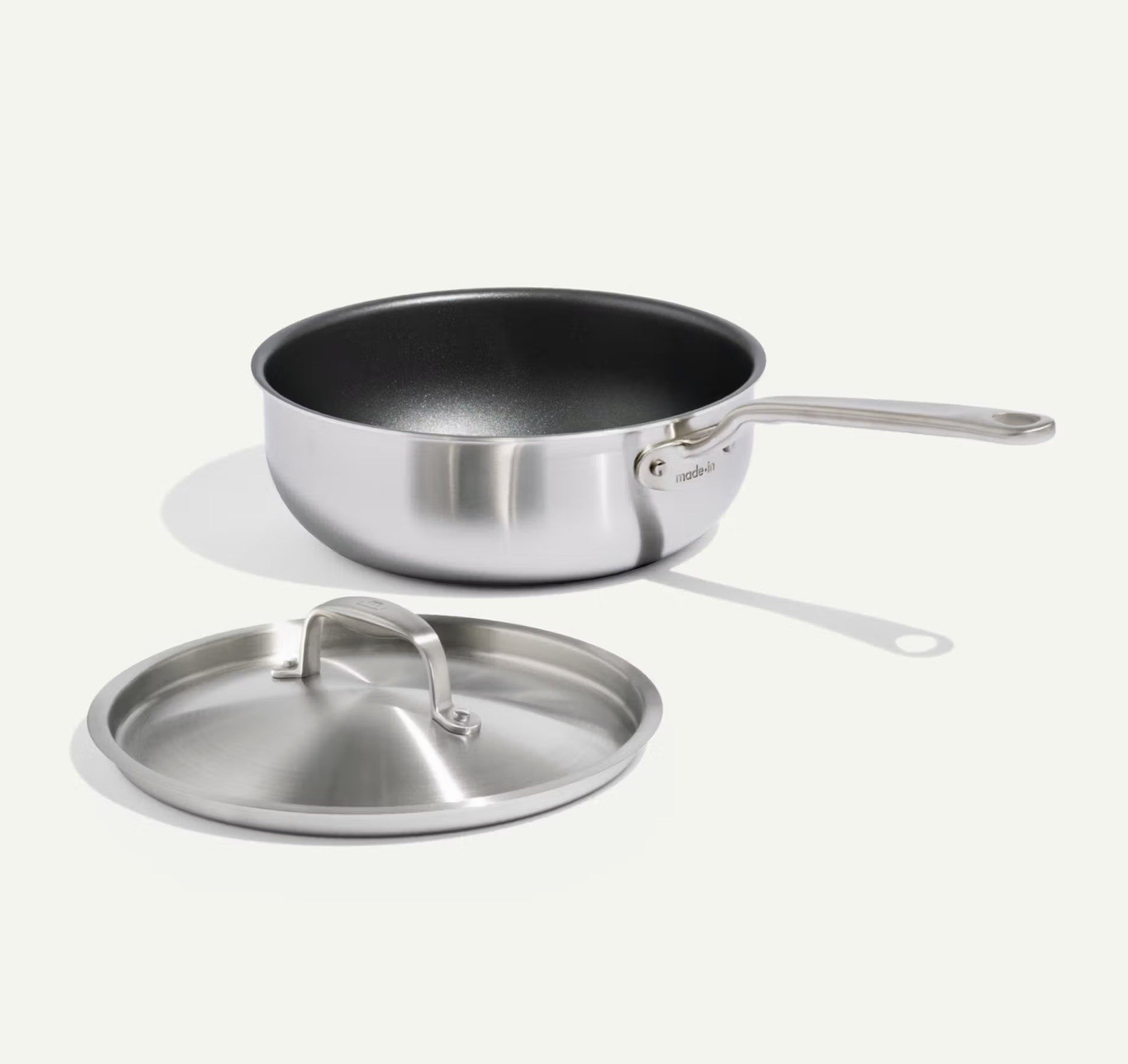 Made In | ProCoat 3 qt Stainless Steel Non-Stick Saucier | Ind/El/Gas w/ Lid
