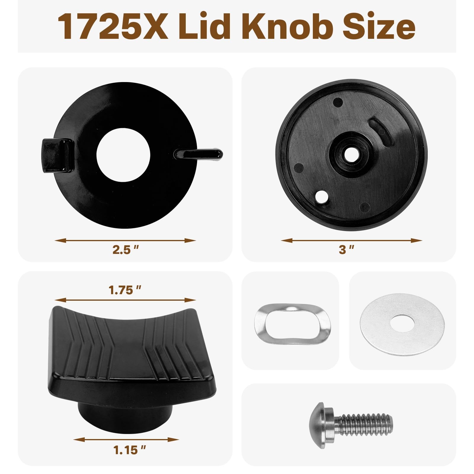 1725X Lid Knob Replacement With Vent for Rena ware 1992-1997 Pots Black