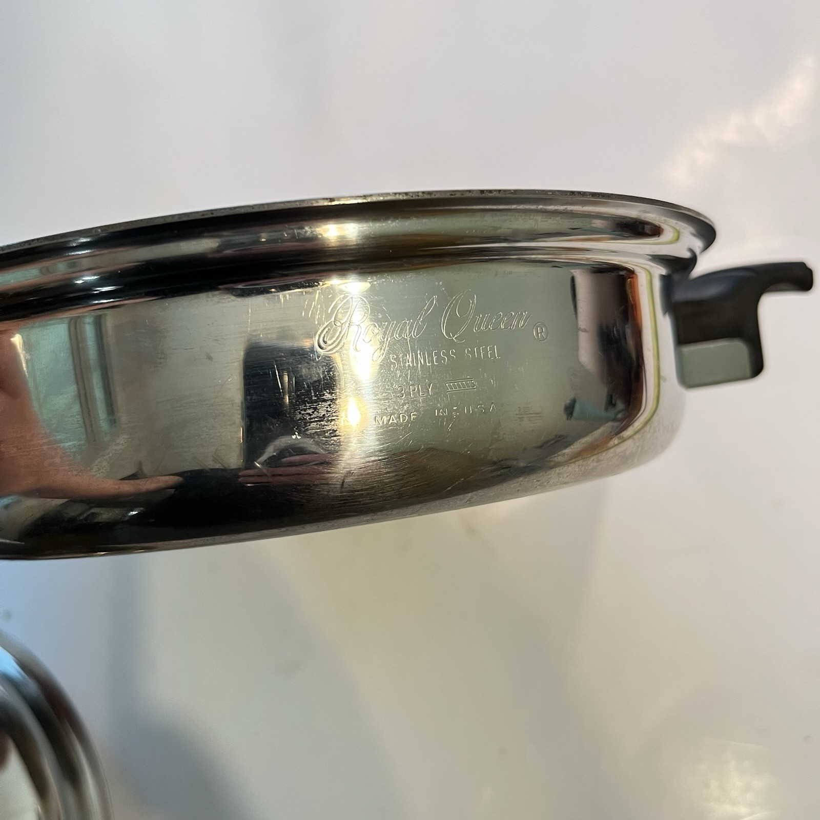 Royal Queen 3 Ply Multi Core Stainless Steel 1 qt With Lid Vtg SEE 8″