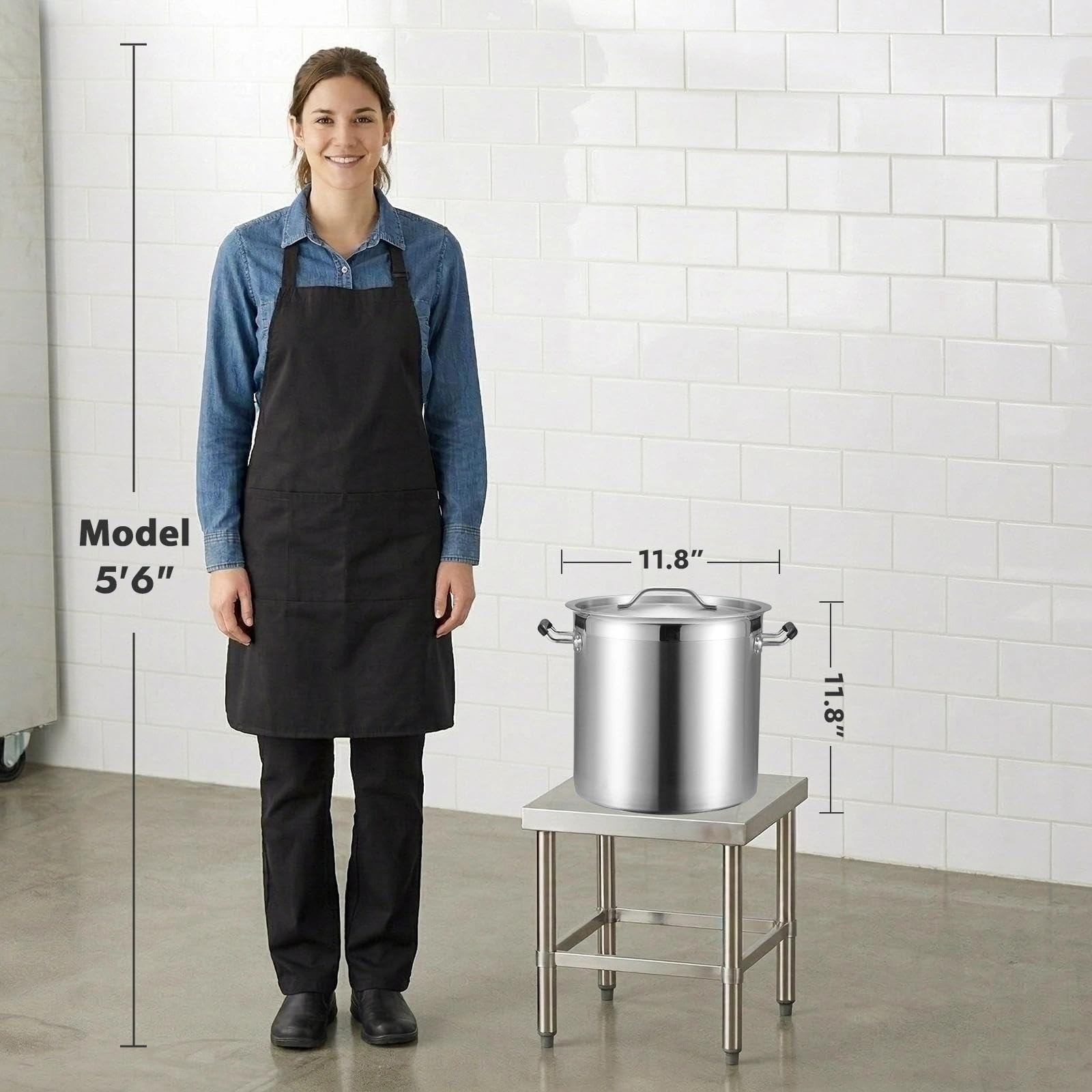 Curta 20 Quart Large Stock Pot Lid Nsf Listed 3-Ply 18/8 Stainless Steel