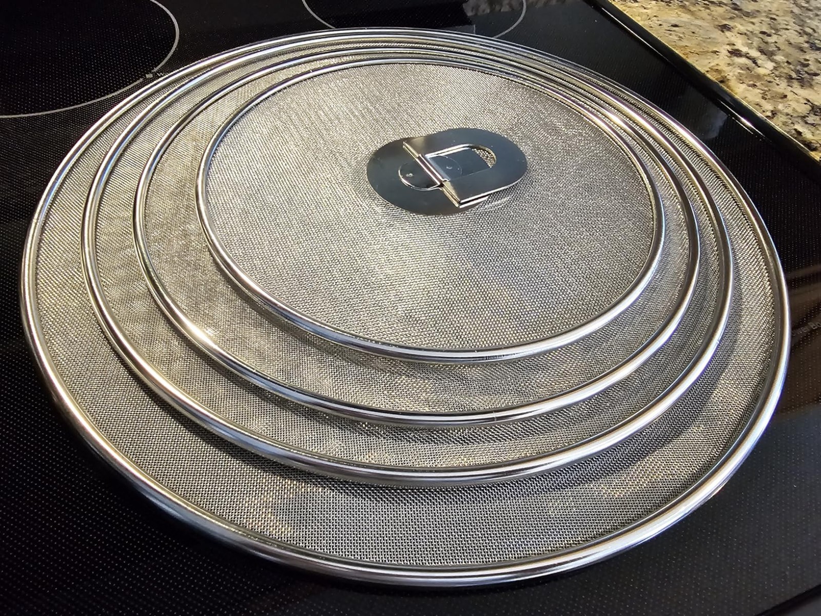 4PC Frying Pan Splatter Screen Set Stainless Steel Grease Guard 8 to 13 Inch New