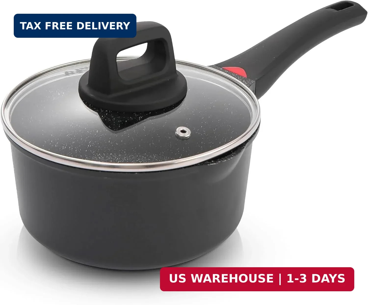 1.3 Quart Sauce Pan with Glass Lid – 6.2 Inch, Non-Stick Ceramic Coating, Induct