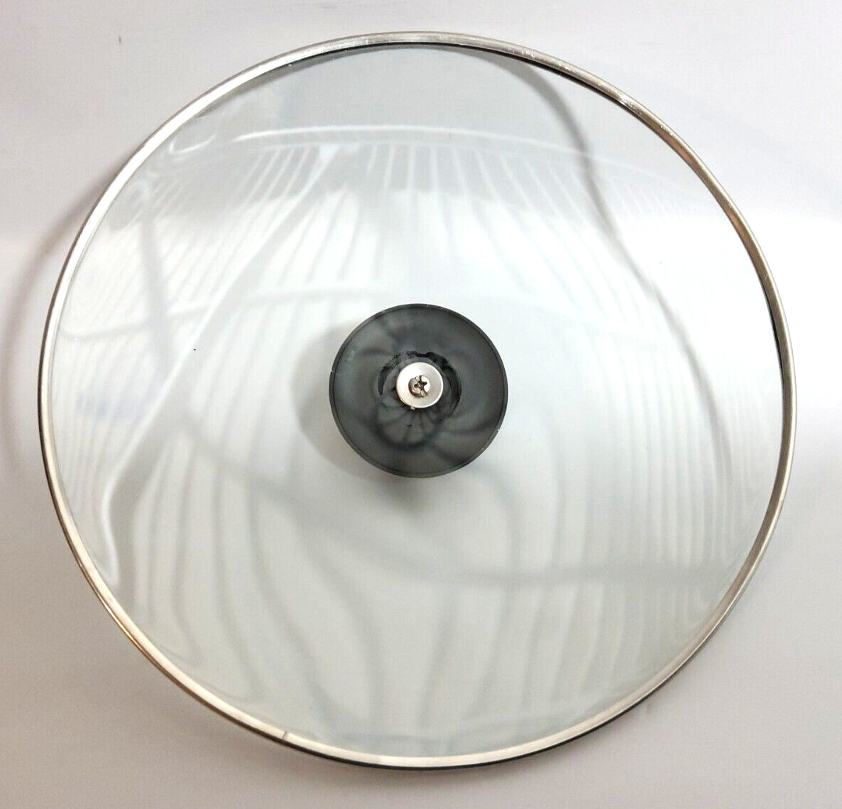 Replacement Glass Metal Cooking Pot Lid with Black Plastic Knob About 9.75″