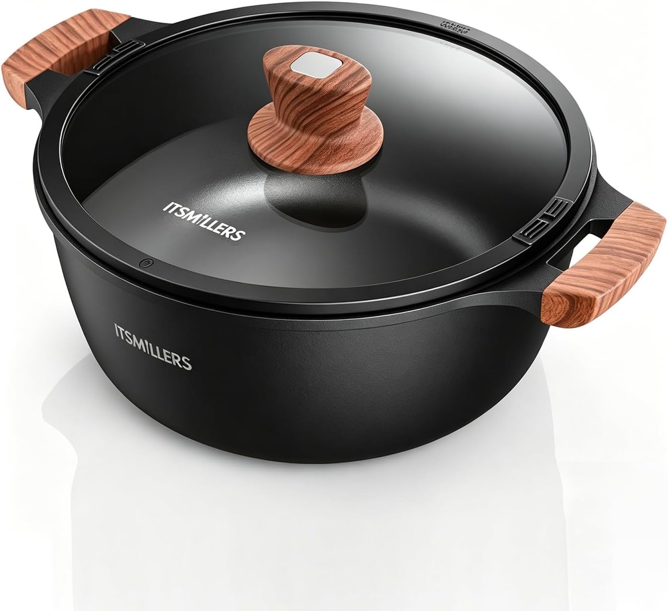 Nonstick Stock Pot, 6.5 Qt Soup Stock Pot with Strainer Lid, Induction Cooking