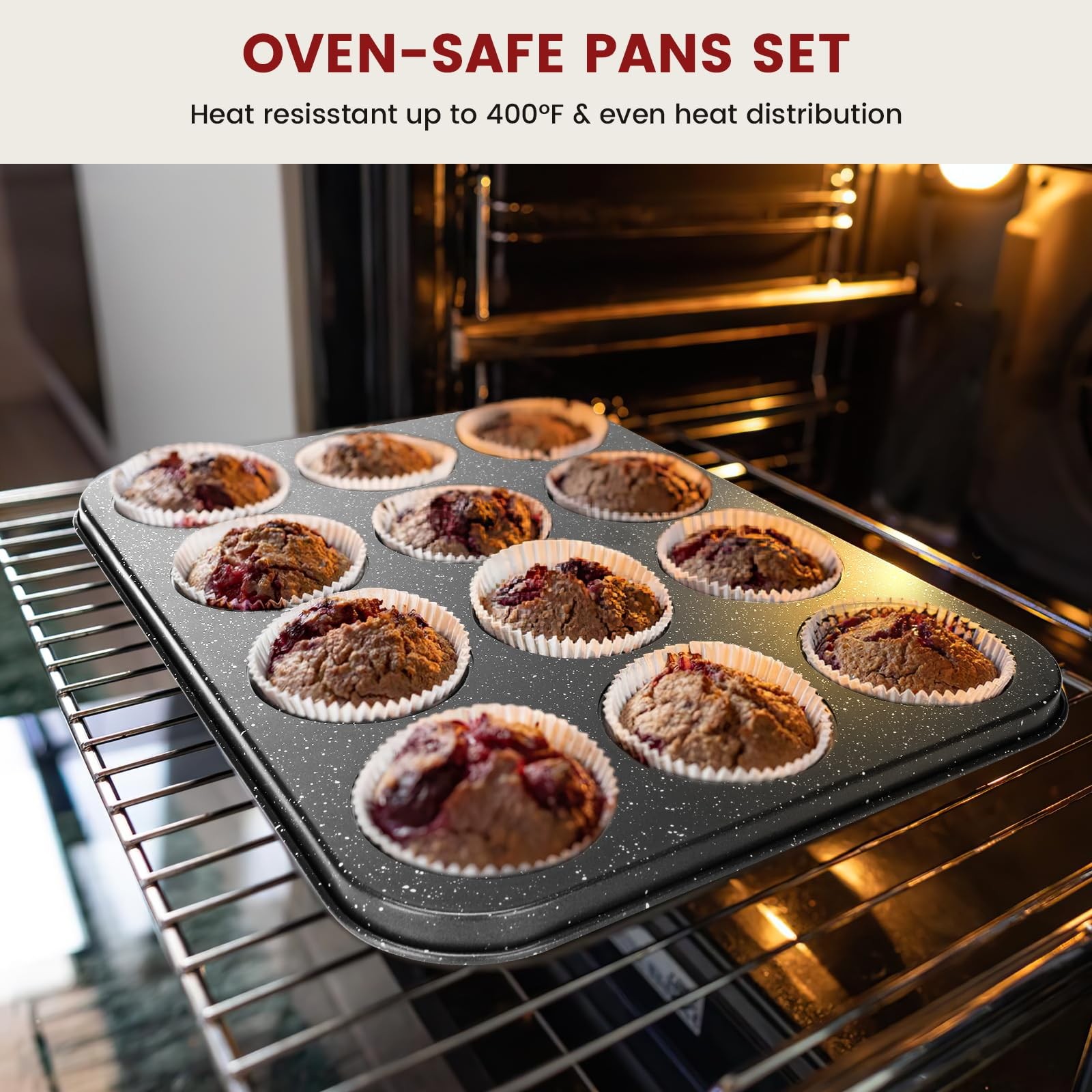 Terlulu 10-Piece Baking Pans Set, Bakeware Sets Nonstick, 10 Piece Black