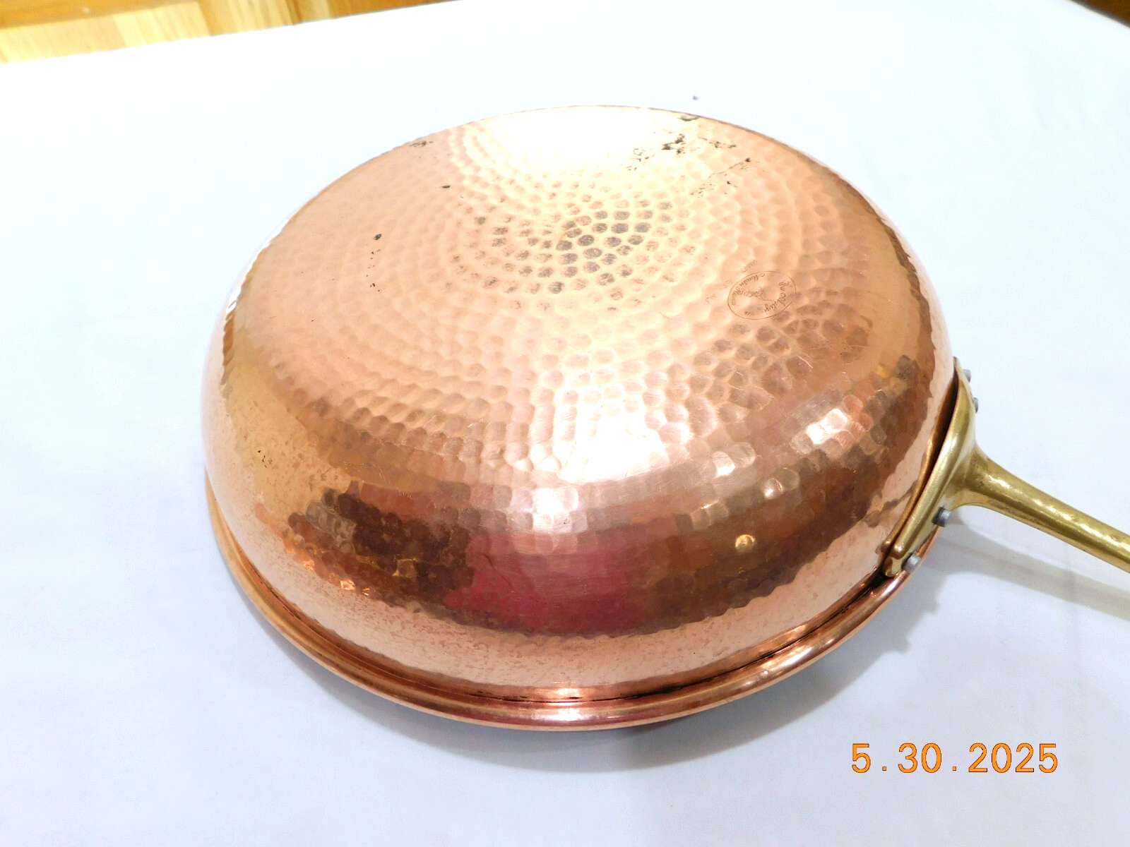 CU Artigiana Hammered Copper 13″ Saucier Pan Italy NEEDS RE-TINNED