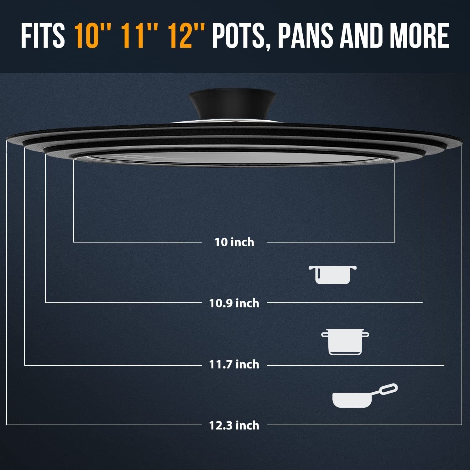 Universal Lid for Pots Pans and Skillets – Tempered Glass with Heat Resistant…