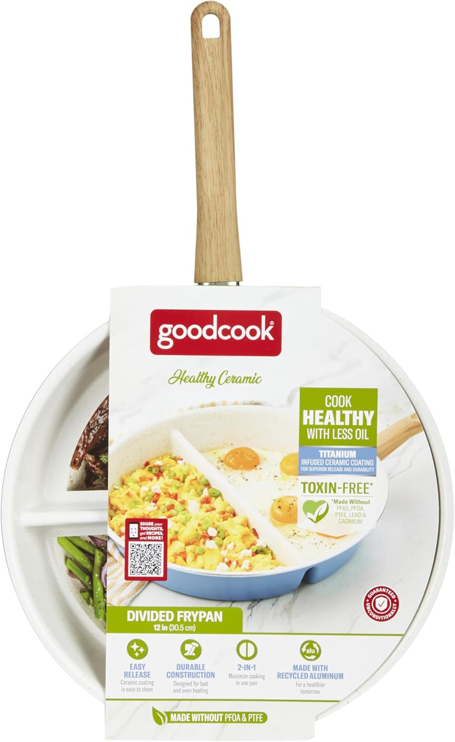 Healthy Ceramic Titanium-Infused 12″ Divided Skillet, Light Blue – Ceramic Cookw