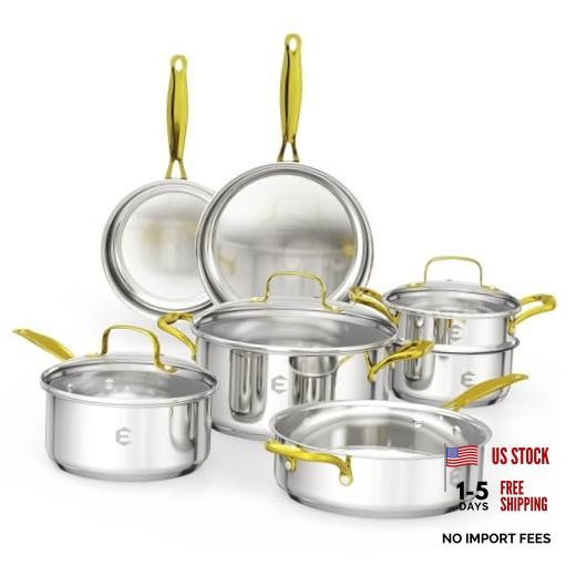 Stainless Steel Cookware Set, Tri-Ply Pots and Pans Set, 26 Piece 26 Pieces