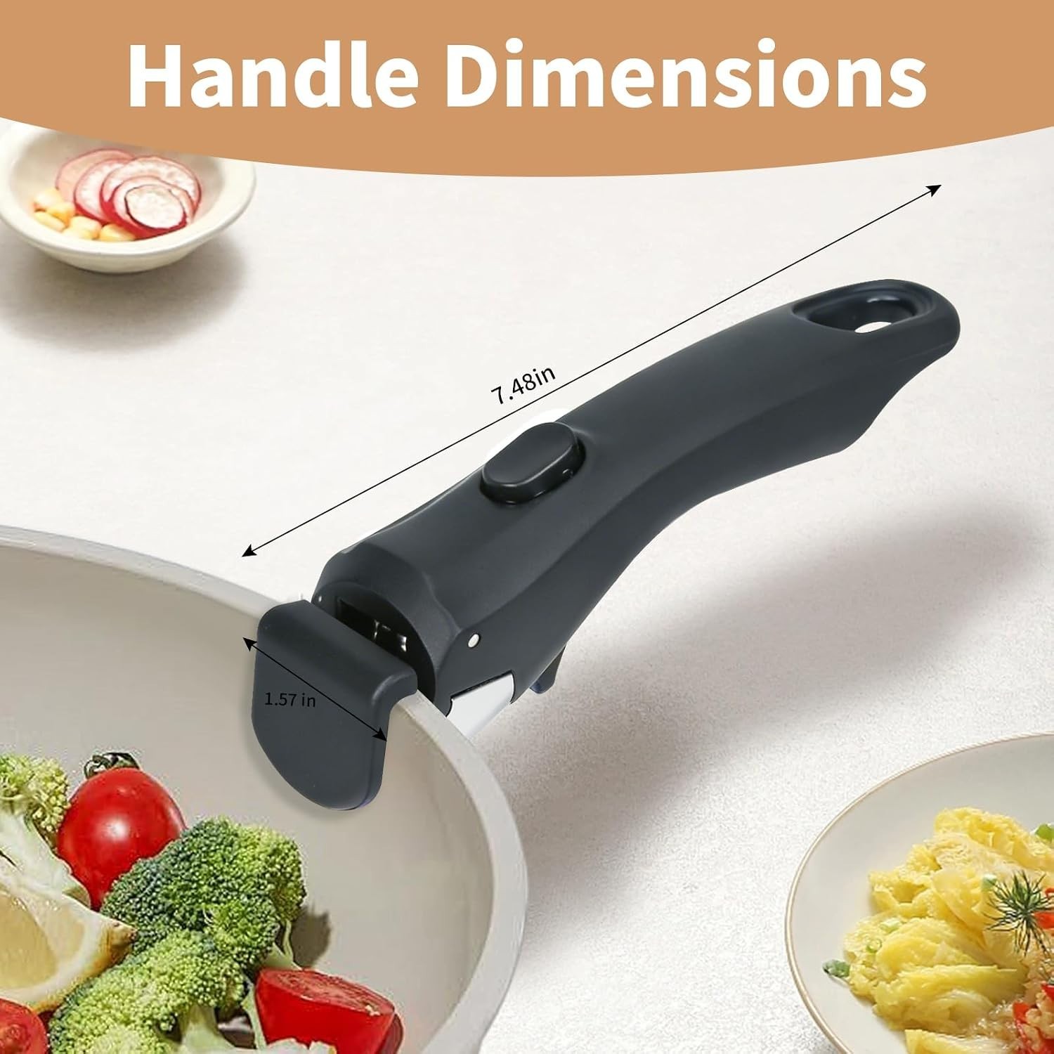 Black Detachable Handle for Thin Edge Cookware, 2 Pack